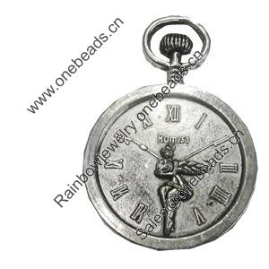 Pendant/Charm. Fashion Zinc Alloy Jewelry Findings. Lead-free. Clock 53x56mm. Sold by PC