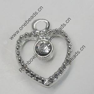 Zinc Alloy Peadant With Crystal Beads. Fashion Jewelry Findings. 15x11mm. Sold by Bag