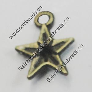 Pendant/Charm. Fashion Zinc Alloy Jewelry Findings. Lead-free. Star 11x8mm. Sold by Bag