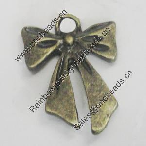 Pendant/Charm. Fashion Zinc Alloy Jewelry Findings. Lead-free. Bowknot 24x17mm. Sold by Bag