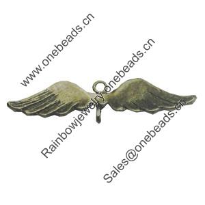 Connetor. Fashion Zinc Alloy Jewelry Findings. Lead-free. Wings 34x10mm. Sold by Bag