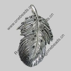 Pendant/Charm. Fashion Zinc Alloy Jewelry Findings. Lead-free. Leaf 47x29mm. Sold by Bag