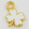 Zinc Alloy Enamel Pendant. Fashion Jewelry Findings. Lead-free. Plant 7x10mm. Sold by Bag