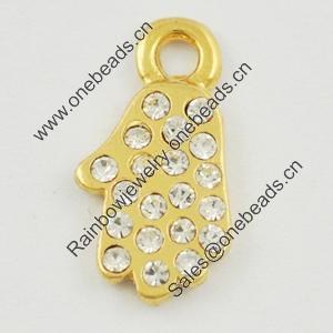 Zinc Alloy Pendant With Crystal Beads. Fashion Jewelry Findings. Hand 14x8mm. Sold by Bag