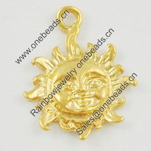 Pendant/Charm. Fashion Zinc Alloy Jewelry Findings. Lead-free. Sun 13x10mm. Sold by Bag