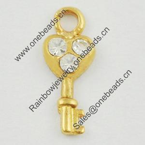 Zinc Alloy Pendant With Crystal Beads. Fashion Jewelry Findings. Key 11x4mm. Sold by Bag