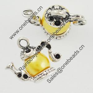 Zinc Alloy Pendant With Peart Beads. Fashion Jewelry Findings. Teapot 13x14mm. Sold by Bag