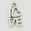 Pendant/Charm. Fashion Zinc Alloy Jewelry Findings. Lead-free. Love 14x8mm. Sold by Bag