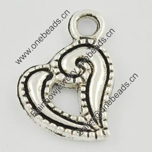 Pendant/Charm. Fashion Zinc Alloy Jewelry Findings. Lead-free. Heart 13x16mm. Sold by Bag