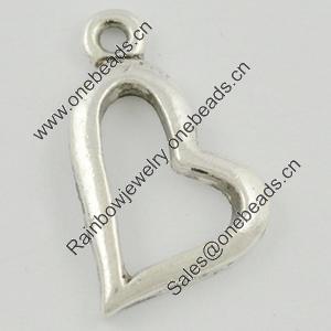 Pendant/Charm. Fashion Zinc Alloy Jewelry Findings. Lead-free. Heart 13x14mm. Sold by Bag