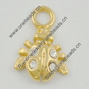 Zinc Alloy Pendant With Crystal Beads. Fashion Jewelry Findings. Animal 11x8mm. Sold by Bag