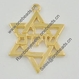 Pendant/Charm. Fashion Zinc Alloy Jewelry Findings. Lead-free. Hexagon 24x18mm. Sold by Bag