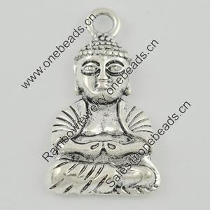 Pendant/Charm. Fashion Zinc Alloy Jewelry Findings. Lead-free. Buddha 36x19mm. Sold by Bag