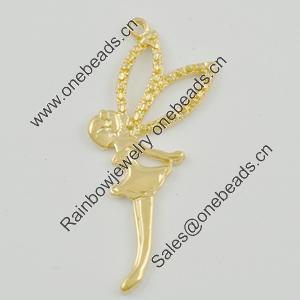 Pendant/Charm. Fashion Zinc Alloy Jewelry Findings. Lead-free. Angel 48x14mm. Sold by Bag