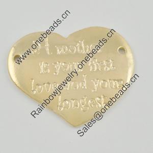 Pendant/Charm. Fashion Zinc Alloy Jewelry Findings. Lead-free. Heart 24x29mm. Sold by Bag