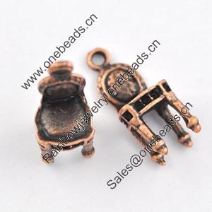 Pendant/Charm. Fashion Zinc Alloy Jewelry Findings. Lead-free. Chair 9x22mm. Sold by Bag