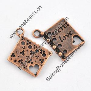 Pendant/Charm. Fashion Zinc Alloy Jewelry Findings. Lead-free. 15x19mm. Sold by Bag