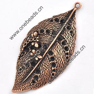 Pendant/Charm. Fashion Zinc Alloy Jewelry Findings. Lead-free. Leaf 33x72mm. Sold by PC