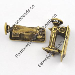 Pendant/Charm. Fashion Zinc Alloy Jewelry Findings. Lead-free. Sewing Machine 25x15mm. Sold by Bag