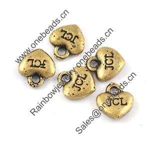 Pendant/Charm. Fashion Zinc Alloy Jewelry Findings. Lead-free. Heart 8x9mm. Sold by Bag