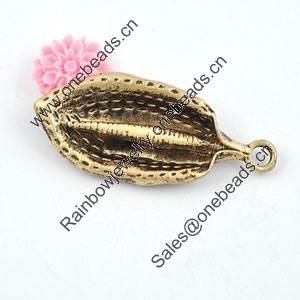 Pendant/Charm. Fashion Zinc Alloy Jewelry Findings. Lead-free. Flower 21x52mm. Sold by Bag