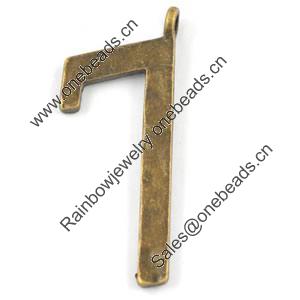 Pendant/Charm. Fashion Zinc Alloy Jewelry Findings. Lead-free. Arabic Numerals 47x19mm. Sold by Bag 