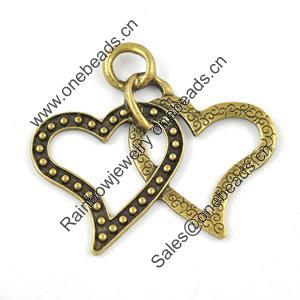Pendant/Charm. Fashion Zinc Alloy Jewelry Findings. Lead-free. Heart 44x49mm. Sold by Bag