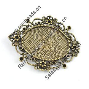 Zinc Alloy Cabochon Settings. Fashion Jewelry Findings. Lead-free. 52x65mm. Inner dia:30x40mm Sold by PC