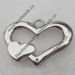 Pendant/Charm. Fashion CCB plastic Jewelry findings. Heart 49x34mm. Sold by Bag