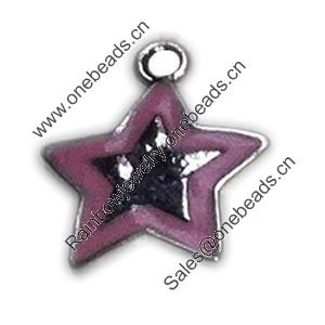 Zinc Alloy Enamel Pendant. Fashion Jewelry findings. Lead-free. Star About 20mm Sold by PC 