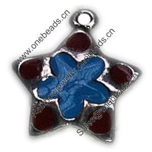 Zinc Alloy Enamel Pendant. Fashion Jewelry findings. Lead-free. Star About 20mm Sold by PC 