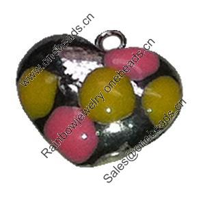 Zinc Alloy Enamel Pendant. Fashion Jewelry findings. Lead-free. Heart About 20mm Sold by PC 