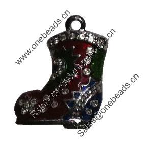 Zinc Alloy Christmas Enamel Charm/Pendant. Fashion Jewelry findings. Lead-free. Chrestmas stocking About 30mm Sold by PC