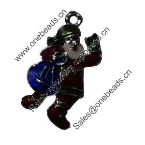 Zinc Alloy Christmas Enamel Charm/Pendant. Fashion Jewelry findings. Lead-free. Santa claus About 30mm Sold by PC