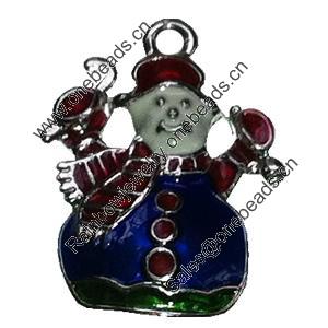 Zinc Alloy Christmas Enamel Charm/Pendant. Fashion Jewelry findings. Lead-free. Snowman About 30mm Sold by PC