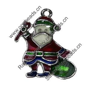 Zinc Alloy Christmas Enamel Charm/Pendant. Fashion Jewelry findings. Lead-free. Santa claus About 30mm Sold by PC