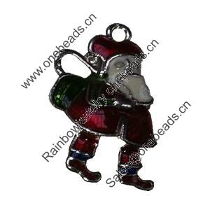 Zinc Alloy Christmas Enamel Charm/Pendant. Fashion Jewelry findings. Lead-free. Santa claus About 30mm Sold by PC
