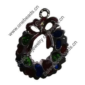 Zinc Alloy Christmas Enamel Charm/Pendant. Fashion Jewelry findings. Lead-free. Chrestmas Wreath About 30mm Sold by PC