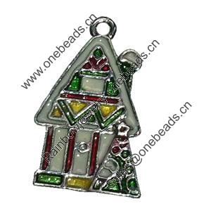 Zinc Alloy Christmas Enamel Charm/Pendant. Fashion Jewelry findings. Lead-free. Chrestmas house About 30mm Sold by PC