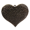 Iron Pendant/Charm. Fashion Jewelry Findings. Lead-free. Heart 56x65mm Sold by Bag
