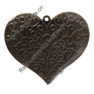 Iron Pendant/Charm. Fashion Jewelry Findings. Lead-free. Heart 56x65mm Sold by Bag