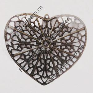 Iron Pendant/Charm. Fashion Jewelry Findings. Lead-free. Heart 45x50mm Sold by Bag