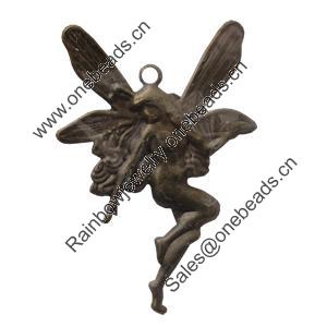 Iron Pendant/Charm. Fashion Jewelry Findings. Lead-free. Angel 45x30mm Sold by Bag