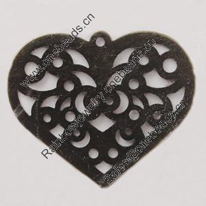 Iron Pendant/Charm. Fashion Jewelry Findings. Lead-free. Heart 34x27mm Sold by Bag