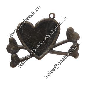 Iron Pendant/Charm. Fashion Jewelry Findings. Lead-free. Heart 34x24mm Sold by Bag