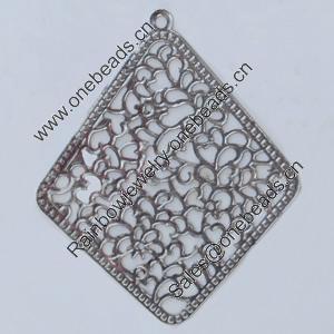 Iron Pendant/Charm. Fashion Jewelry Findings. Lead-free. Diamond 52x62mm Sold by Bag