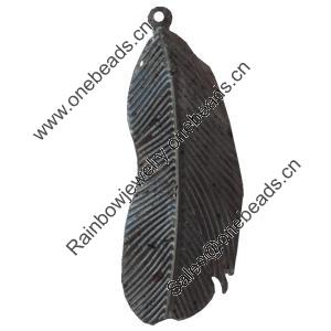 Iron Pendant/Charm. Fashion Jewelry Findings. Lead-free. Leaf 44x16mm Sold by Bag