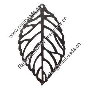 Iron Pendant/Charm. Fashion Jewelry Findings. Lead-free. Leaf 25x43mm Sold by Bag