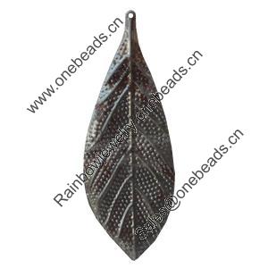 Iron Pendant/Charm. Fashion Jewelry Findings. Lead-free. Leaf 56x20mm Sold by Bag