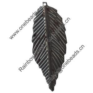 Iron Pendant/Charm. Fashion Jewelry Findings. Lead-free. Leaf 21x55mm Sold by Bag